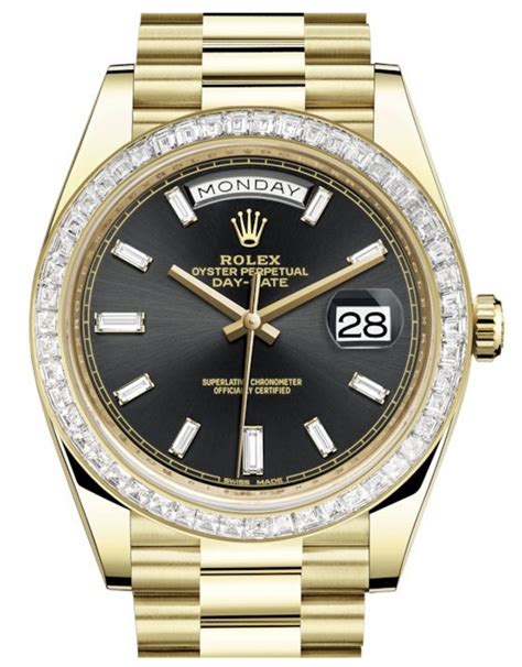 rolex day date gold black dial replica|rolex day date 40 president.